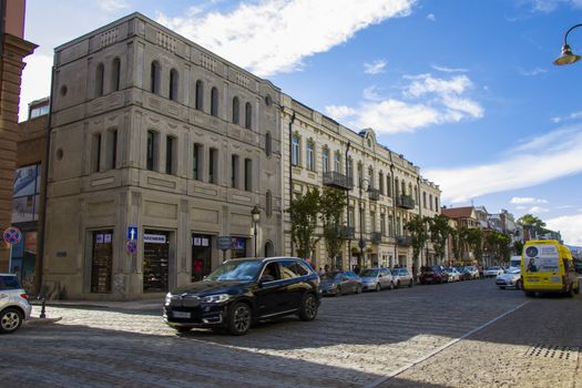 Tbilisi, Georgia - September 09, 2020 - Tbilisi city center, street situation, people, cars and buildings.