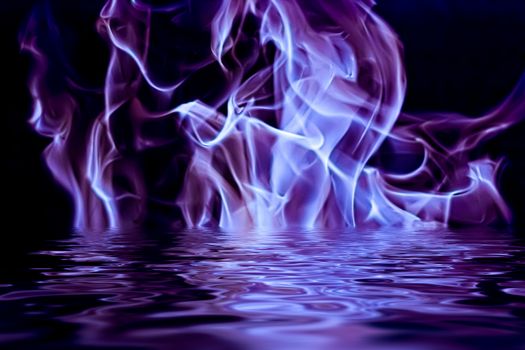 Abstract purple smoke in water as minimal background, magical backdrop and flow design