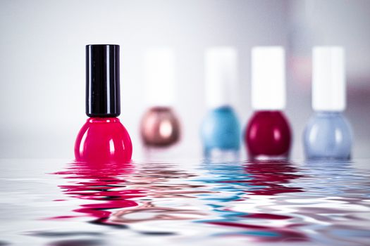 Nail polish bottles for manicure and pedicure, beauty and cosmetic products