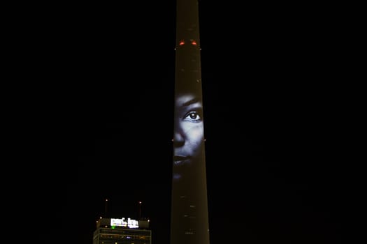 Berlin light festival in 2017 , sideshow on the buildings and landmarks,colorful lights and industrial art.Event in city center.