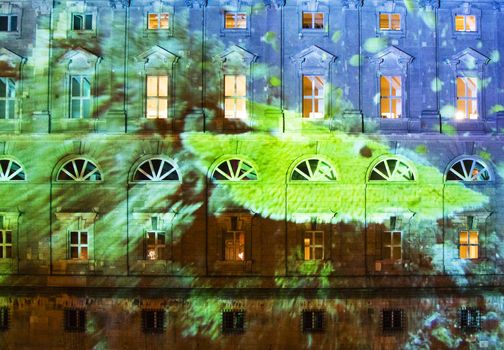 Berlin light festival in 2017 , sideshow on the buildings and landmarks,colorful lights and industrial art.Event in city center.