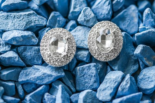 Luxury diamond earrings closeup, jewelry and fashion brands