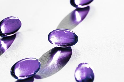 Purple capsules for healthy diet nutrition, pharma brand store, probiotic drug pills as healthcare or supplement products for pharmaceutical industry ads