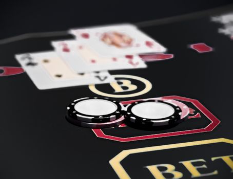 Playing cards game in casino, gambling ads