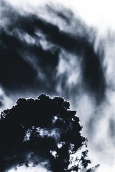 Minimalistic black cloudy background as abstract backdrop, minimal design and artistic splashes