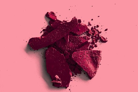 Burgundy eye shadow powder as makeup palette closeup, crushed cosmetics and beauty textures