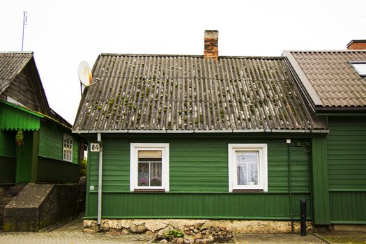 Old village wooden house in Trakai, Lithuania.Trakai is a town in southeastern Lithuania, west of Vilnius, the capital. Part of the Trakai Historical National Park.