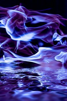 Abstract purple smoke in water as minimal background, magical backdrop and flow design