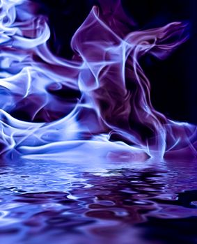 Abstract purple smoke in water as minimal background, magical backdrop and flow design