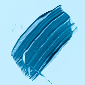 Blue brush stroke or makeup smudge closeup, beauty cosmetics and lipstick textures