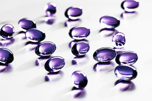 Purple capsules for healthy diet nutrition, pharma brand store, probiotic drug pills as healthcare or supplement products for pharmaceutical industry ads