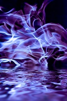 Abstract purple smoke in water as minimal background, magical backdrop and flow design