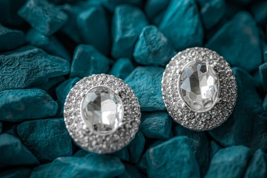 Luxury diamond earrings closeup, jewelry and fashion brands