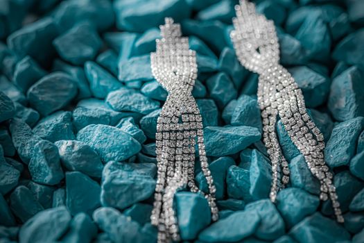 Luxury diamond earrings closeup, jewelry and fashion brands