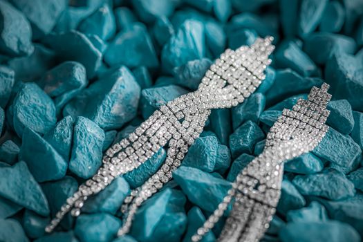 Luxury diamond earrings closeup, jewelry and fashion brands