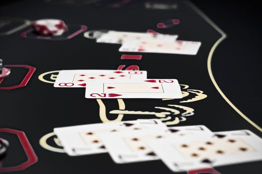 Playing cards game in casino, gambling ads