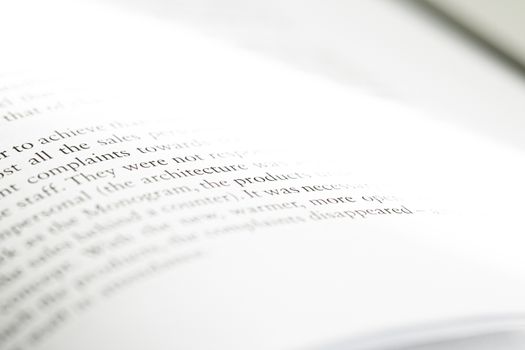 Macro closeup of an open book, education and studies