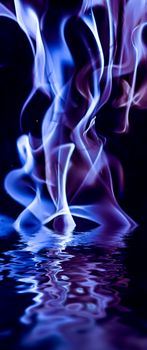 Abstract purple smoke in water as minimal background, magical backdrop and flow design