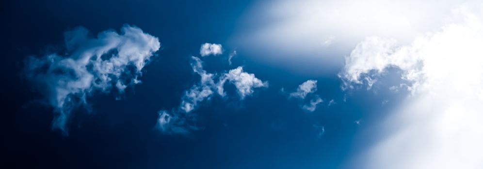 Dreamy blue sky and clouds, spiritual and nature backgrounds