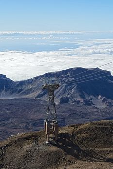 Support cable car on Teide volcano (Tenerife island, Spain)