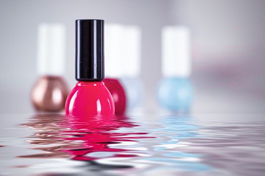 Nail polish bottles for manicure and pedicure, beauty and cosmetic products