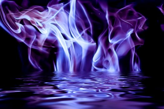 Abstract purple smoke in water as minimal background, magical backdrop and flow design