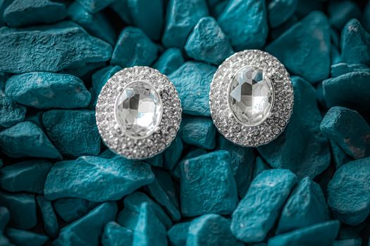 Luxury diamond earrings closeup, jewelry and fashion brands