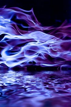 Abstract purple smoke in water as minimal background, magical backdrop and flow design