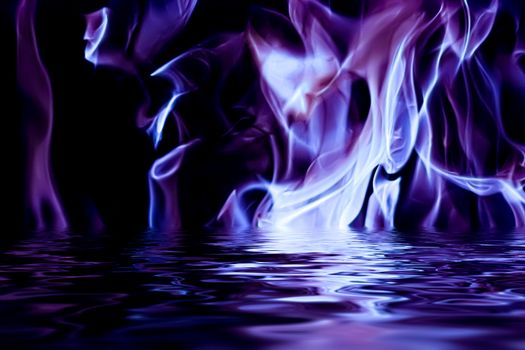 Abstract purple smoke in water as minimal background, magical backdrop and flow design