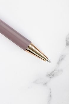 Pen on marble background, luxury stationery and business branding