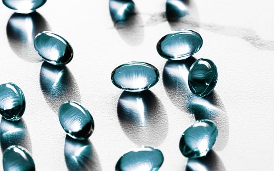 Blue capsules for healthy diet nutrition, pharma brand store, probiotic drug pills as healthcare or supplement products for pharmaceutical industry ads