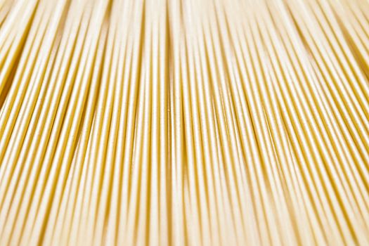 Uncooked whole grain spaghetti closeup, italian pasta as organic food ingredient, macro product and cook book recipes