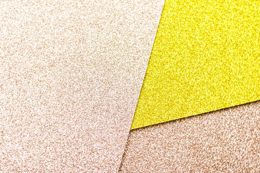 Blush pink and yellow shiny glitter paper background, abstract and holiday backdrops