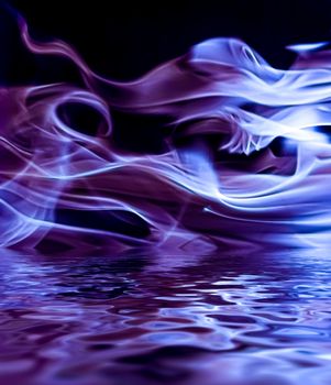 Abstract purple smoke in water as minimal background, magical backdrop and flow design