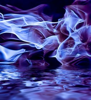 Abstract purple smoke in water as minimal background, magical backdrop and flow design