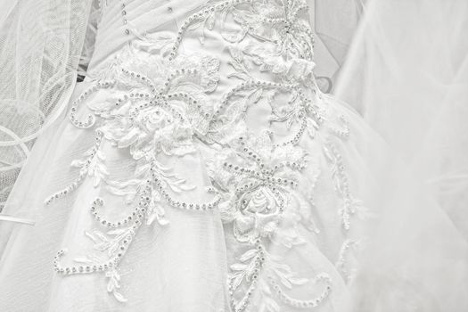 Wedding dresses in a bridal shop, fashion and style brand