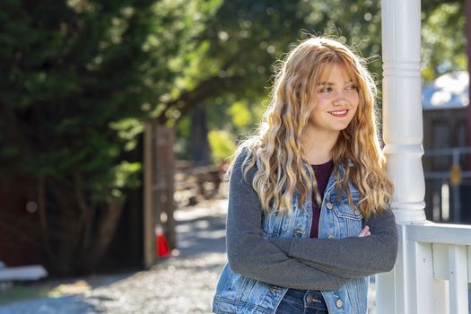 A gorgeous young blonde model enjoys a day outdoors while maintaining a safe distance from others during the Covid-19 pandemic