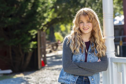 A gorgeous young blonde model enjoys a day outdoors while maintaining a safe distance from others during the Covid-19 pandemic