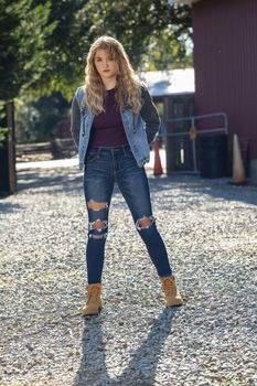 A gorgeous young blonde model enjoys a day outdoors while maintaining a safe distance from others during the Covid-19 pandemic