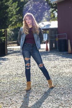 A gorgeous young blonde model enjoys a day outdoors while maintaining a safe distance from others during the Covid-19 pandemic