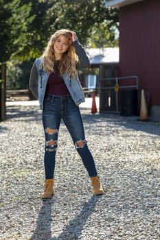 A gorgeous young blonde model enjoys a day outdoors while maintaining a safe distance from others during the Covid-19 pandemic