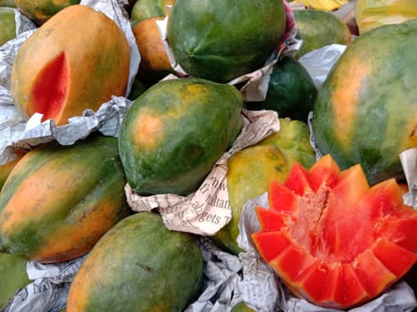 tasty and healthy colorful papaya stock on shop