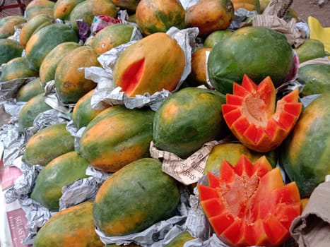 tasty and healthy colorful papaya stock on shop