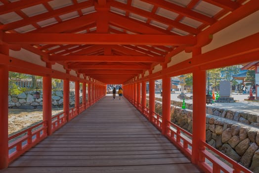 Walking on the castle is The red castle of Nara, hiroshima, Japan which is most popular detestation.