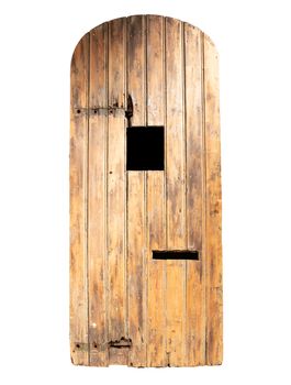 Old wooden door isolated on a white background