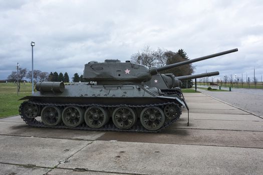 Belarus, Minsk - April 19, 2018: Soviet medium tank T-34 of the great Patriotic war, an exhibit of the memorial complex mound of glory.