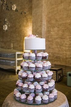 Wedding and birthday cake and party background in Tbilisi
