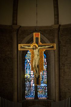 terni,italy october 23 2020:crucifix placed in the church of San Francesco