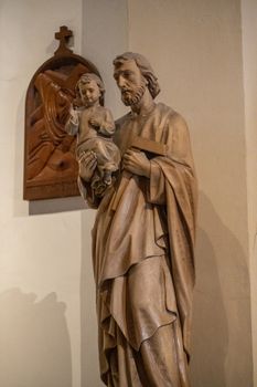 terni,italy october 23 2020:statue of a saint placed in the church of San Francesco