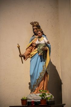 terni,italy october 23 2020:statue of a saint placed in the church of San Francesco